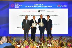 Sea Forrest Awarded Most Sustainable Collaboration for Singapore’s First Hybrid Wind Farm Crew Transfer Vessel with Strategic Marine at SICC Awards 2023